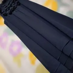 【美品】ROPEネイビー ノースリーブ フリルドレス風ワンピースのサムネイル