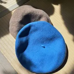 青と茶色のベレー帽セット