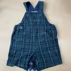 MIKI HOUSE グリーン系チェック オーバーオール 80