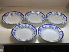値下げ】砥部焼 皐月窯 チョウ 7寸リム皿2枚 6寸浅鉢2枚 4枚セット