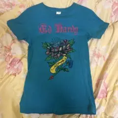 正規品エドハーディー　ユニセックス　半袖Tシャツ ドクロキラキラ花柄　　前面虎 正規品エドハーディー ユニセックス 半袖Tシャツ ドクロキラキラ花柄