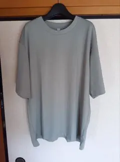 未使用品 GU ドライポンチクルーネックTシャツ ５分袖 Ｌサイズ グリーン