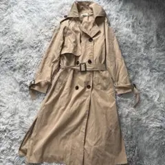 大きいサイズ ベルト付き大人のロングトレンチコートキャメルXL美品