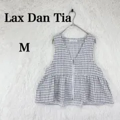 【ラックスダンディア】ツイードペプラム ベスト Vネック M ギンガムチェック