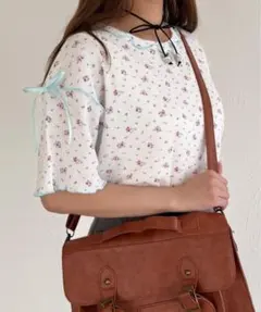 kutir 花柄 ワッフル 半袖 Tシャツ リボンのサムネイル