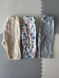 UNIQLO 80サイズ レギンス 3点セット　白 花柄 グレー