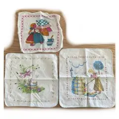 ヴィンテージ　ハンカチ　３枚セット　レトロ　タオル　ガーゼ　コットン