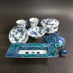 Y16-4/源右衛門 窯/食器セット/茶碗/湯呑/菓子皿/飾皿//盛皿/懐石道具のサムネイル