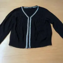 黒いケーブル編みカーディガン　COMME CA　130