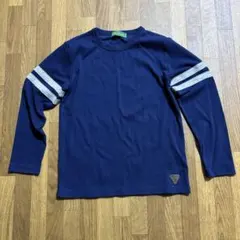 CUB ネイビー ストライプ袖 長袖カットソー