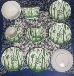 草花模様 Francfranc 食器セット　平皿　ボウル皿　カップ&ソーサー