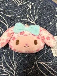 うさぎ型ポーチ ピンク花柄