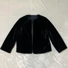 TRANS WORK フェイクファー ノーカラージャケット サイズ46