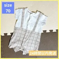 半袖ロンパース　男の子　セレモニー　フォーマル　ベビー服　70サイズ　0歳　夏物