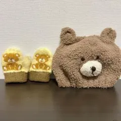 クマ　子供手袋と帽子セット　防寒　赤ちゃん　ニット帽　ミトン