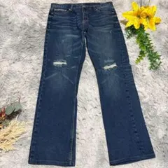 マックハウス NAVY JEANS 1936 ダメージ加工 デニム 32 濃紺のサムネイル