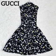 グッチ 38 ノースリーブワンピース ロング Aライン 総柄 ブラック 2026年最新】GUCCI シルエット：フレア レディース ノースリーブ