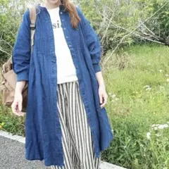 サマンサモスモス ヘンプ混インディゴ染めワンピースのサムネイル