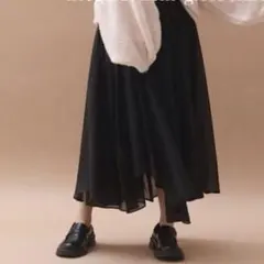 irregular hem gloss skirt (BLACK)のサムネイル