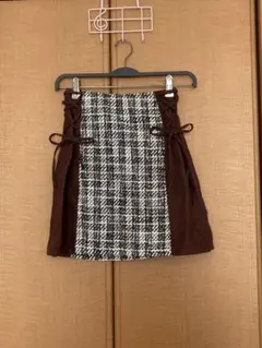 【新品・タグ付】 CECIL McBEE リボン付チェック柄ミニスカート