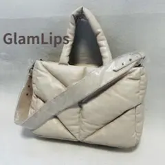 GlamLips 2WAY パフ キルティングレザートートバッグ アイボリー