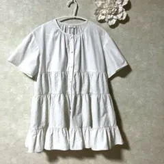 ティアードフレアブラウス エンブロイダリー刺繍ポイントフレア 