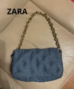 ZARA デニムショルダーバッグ 青