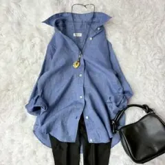 Deuxieme Classe 長袖シャツ　36 リネンカシュクール　ブルー