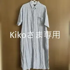 美品　Gymphlex フレンチリネン ストライプシャツワンピース 12