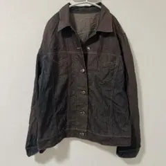 【雰囲気抜群】ヴィンテージ加工 ブラウン デニムジャケット 茶色 ユーロ古着風