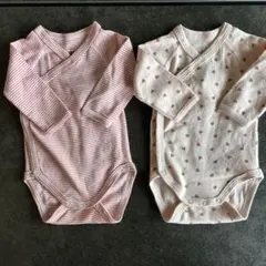 プチバトー　長袖ボディスーツ2枚セット　54cm 1 M 新生児