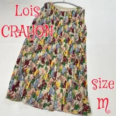 Lois CRAYON プリーツ花柄ノースリーブワンピース M ベージュ 日本製