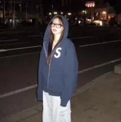 supreme なごみちゃん着用　ネイビー S刺繍 ジップパーカー　sロゴ