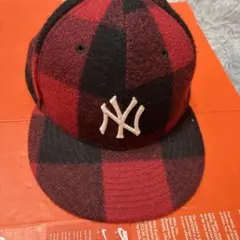 New Era ヤンキース　59fifty 赤黒チェック ベースボールキャップ