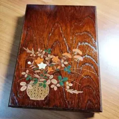 会津漆器 花瓶装飾　ケヤキ文箱　箱付き