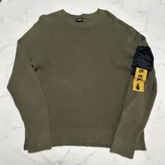 美品　ディーゼルDIESEL ワッフルカットソー　カーキ　オリーブ　袖切り替え