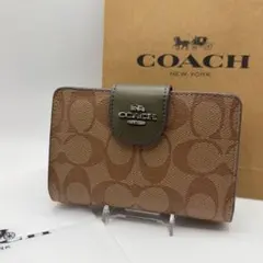 コーチ 二つ折り 財布 ブラウン COACH シグネチャー 【未使用】