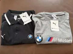 【新品】BMW(PUMAコラボ）ポロシャツ黒、Tシャツグレー（USAサイズM)のサムネイル