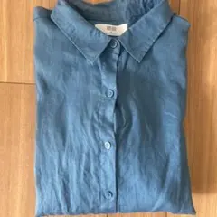UNIQLO リネンシャツ ブルー 長袖 Mサイズのサムネイル
