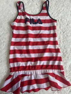 FILA 赤白ストライプ フリル水着 140cm