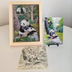 羊毛フェルト1/12③シンシン&シャオレイのフレーム