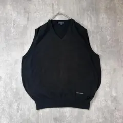 C888 日本製 BURBERRY GOlF ニットベスト 薄手 黒 メンズ Lのサムネイル