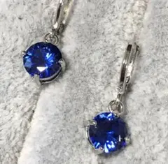 ロイヤルブルーサファイア シルバー925刻印 フープピアス
