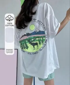 SHEIN バックプリント アウトドアTシャツ ホワイト キャンプ カジュアルのサムネイル