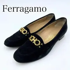 Ferragamoスウェード　ブラック　ガンチーニ ローファー　GD金具 24㎝のサムネイル