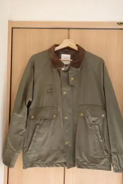オリーブ色 ミリタリージャケット コーデュロイ襟