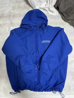 ランズエンドLANDS'END裏地フリースフード付きナイロンジャケット 青ブルー