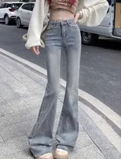 SHEIN フレアパンツ　M /ズボン　ボトムス　デニムのサムネイル