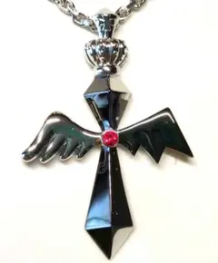⬛新品　メンズ美品 重厚バットウィングクロスネックレス