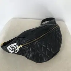 美used☆63レザーズ☆レザーウエストバッグ☆黒×赤ステッチ - メルカリ